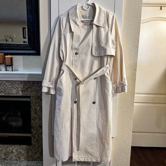 NOUR HAMMOUR Harriet Canvas Organic COTTON TRENCH COAT Cream Size 34 Classic - Picture 7 of 14